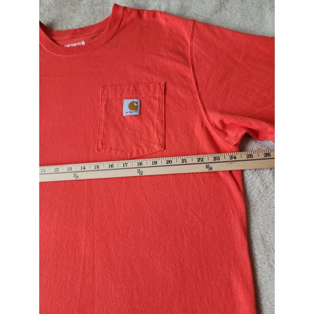 Carhartt K87 Mens Loose Fit Pocket T-Shirt Orange Cotton Short Sleeve Large - Picture 6 of 10